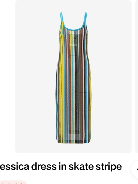 STAUD Dresses & Skirts - STAUD Multicolor Striped Midi Dress with Turquoise Trim